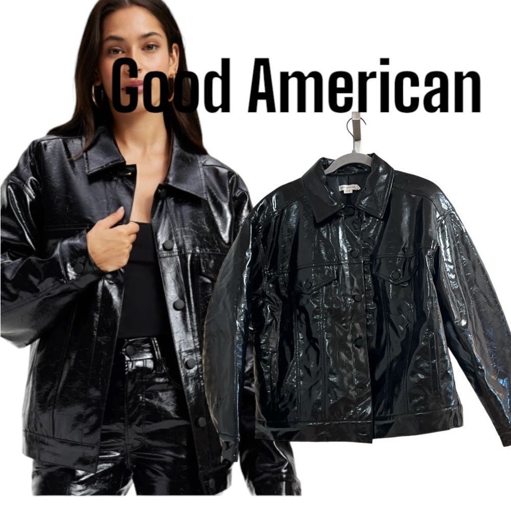 Good American Fauxleather Trucker Jacket